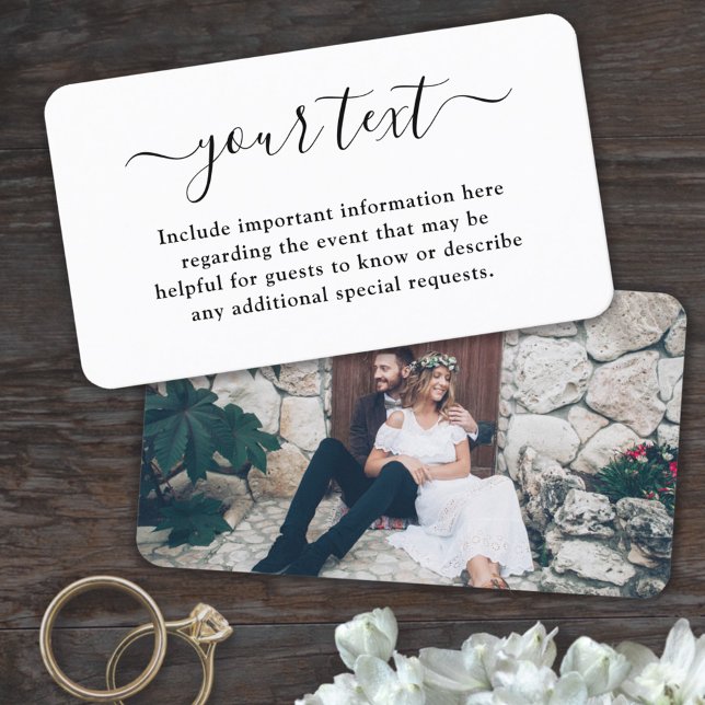 100 Pack Simple Script & Photo Wedding Enclosure Business Card (Creator Uploaded)