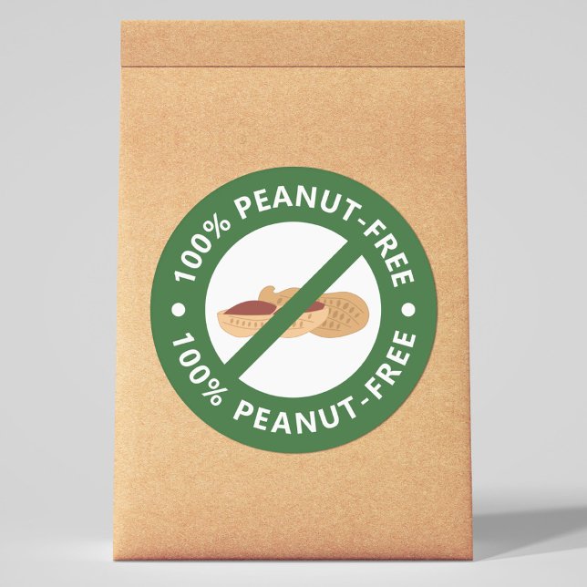 100% Peanut-Free Classic Round Sticker (100% Peanut-Free Sticker)
