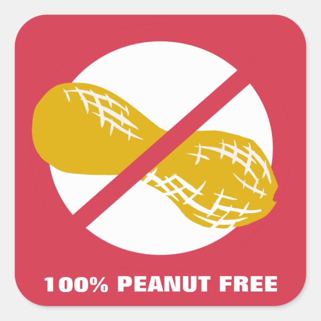 100% Peanut Free Customisable Red Bolded Square Sticker (Front)