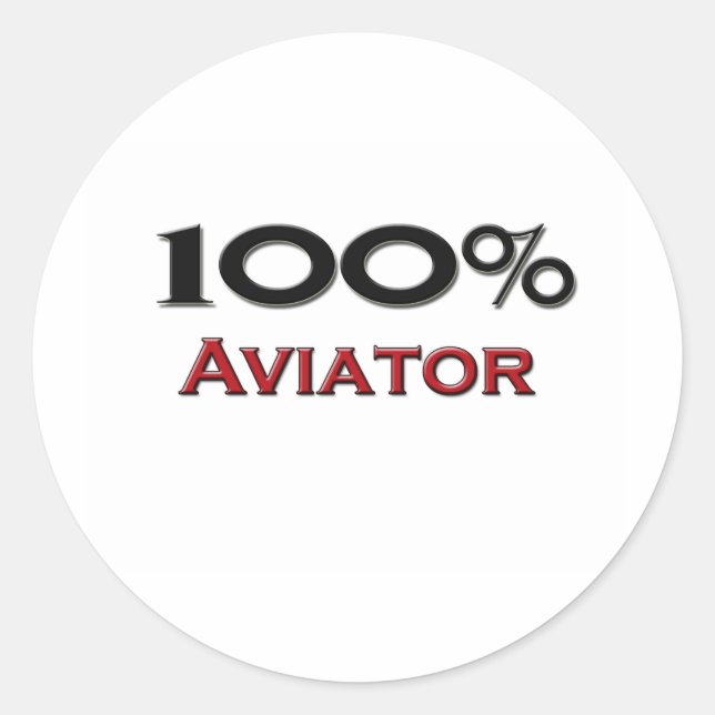 100 Percent Aviator Classic Round Sticker (Front)