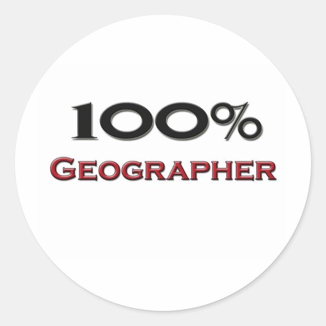 100 Percent Geographer Classic Round Sticker (Front)