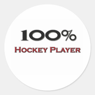100 Percent Hockey Player Classic Round Sticker