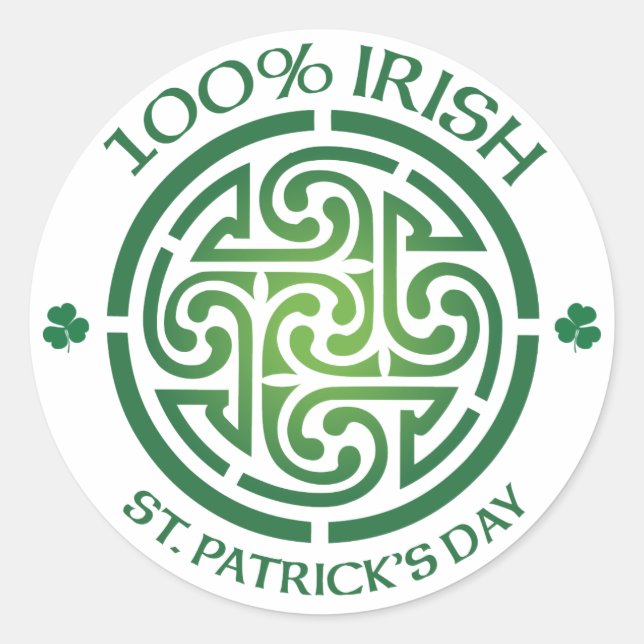 100 Percent Irish Celtic Medallion Classic Round Sticker (Front)