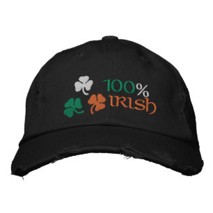100 Percent Irish Shamrocks Embroidered Hat