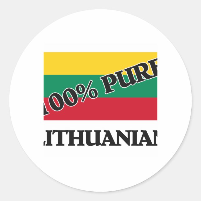 100 Percent LITHUANIAN Classic Round Sticker (Front)