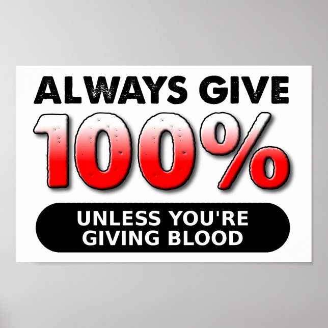 100 Percent of Blood Funny Poster (Front)