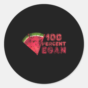100 percent vegan summer watermelon fruit lover classic round sticker