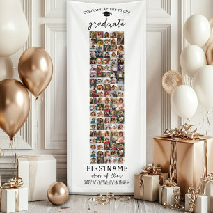100 Photo Collage Graduation Modern Minimal White Banner