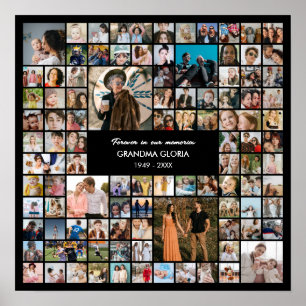100 Photo Collage Personalised Picture Gift Square Poster