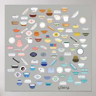 100 Pieces of Pyrex - Dark Grey Poster