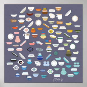 100 Pieces of Pyrex - Lilac Poster