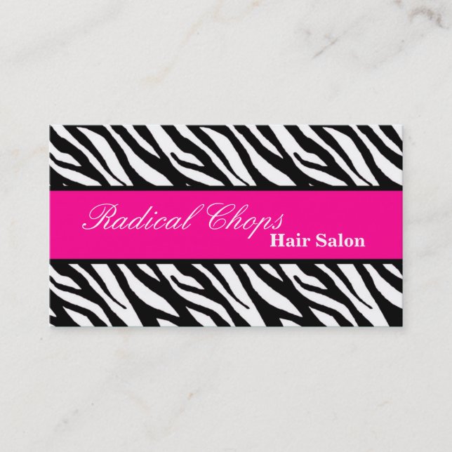 100 Pink Black Zebra Print Pattern Business Card (Front)