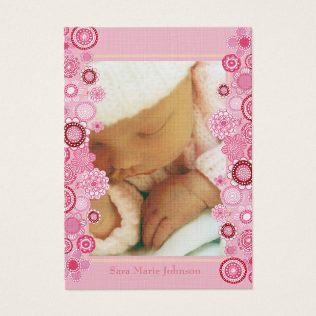 100 Pink Delight Baby Birth Announcement Cards (Front)