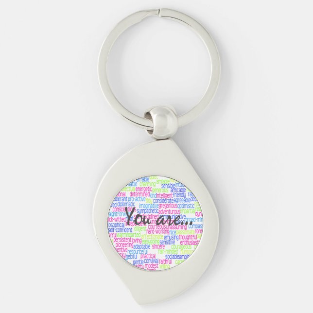 100 Positive Words that Describe You! Key Ring (Front)