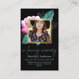 100 Pretty Floral Prayer Funeral Memorial PHOTO Business Card