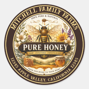 100% Pure Honey  Classic Round Sticker