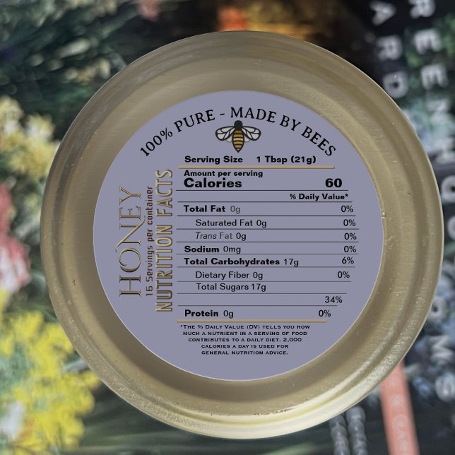 100% PURE MADE BY BEES Honey Nutrition Facts  Classic Round Sticker (Creator Uploaded)