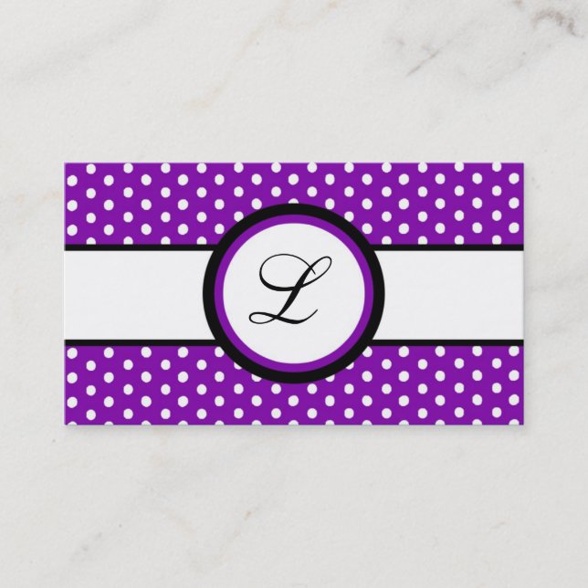 100 Purple White Polkadot Pokadot Business Card (Front)