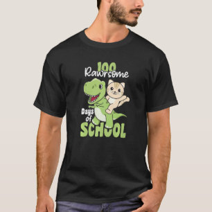 100 Rawrsome Days Of School Cat Trex 100 Days Of S T-Shirt