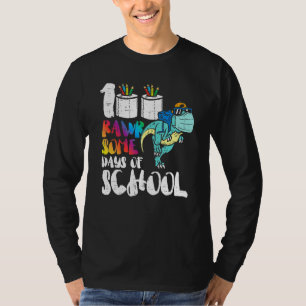 100 Rawsome Days O School Trex Dino Mask 100 Days T-Shirt