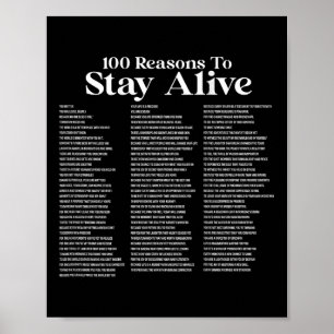 100 Reasons To Stay Alive Suicide Prevention 988 P Poster