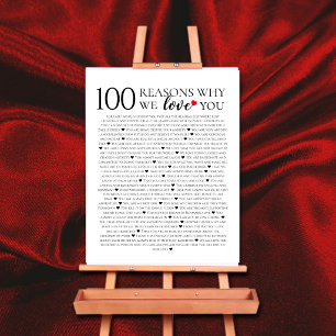 100 Reasons We Love You 100th Birthday gift Poster