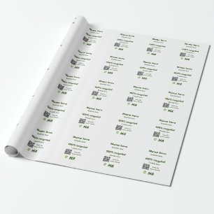 100% recycled add Q R code here business name Wrapping Paper