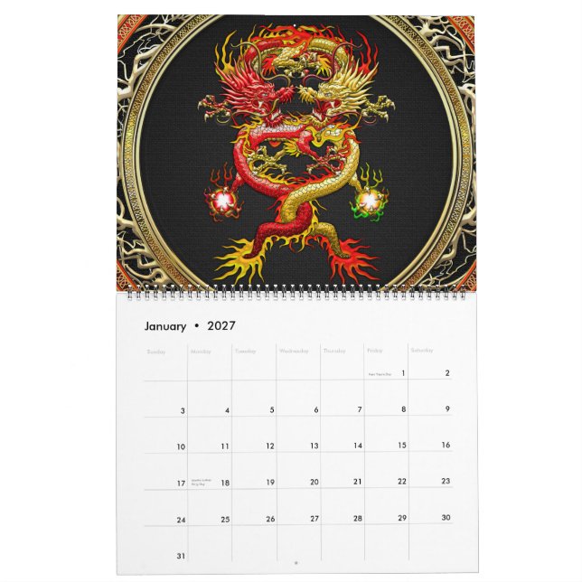 [100] Red and Yellow Dragons Calendar (Jan 2027)