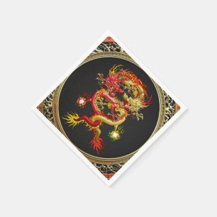 [100] Red and Yellow Dragons Napkin
