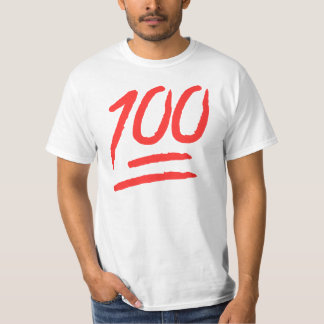 "100" Red Emoji World Tee