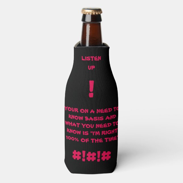 100% Right Custom Bottle Cooler (Bottle Front)