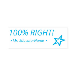 "100% RIGHT!" + Custom School Teacher Name Self-inking Stamp