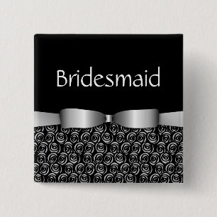 100 Rosettes Wedding Bridesmaid Buttons - Silver