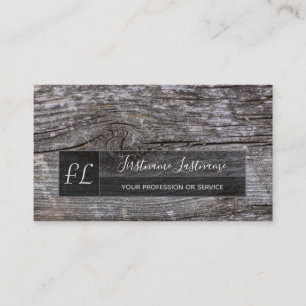 100% rustic natural organic wooden monogram business card