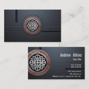[100] Sacred Celtic Silver Knot Cross Business Card