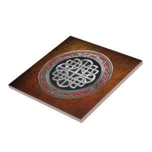 [100] Sacred Celtic Silver Knot Cross Ceramic Tile