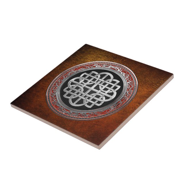 [100] Sacred Celtic Silver Knot Cross Ceramic Tile (Side)