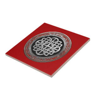 [100] Sacred Celtic Silver Knot Cross Ceramic Tile