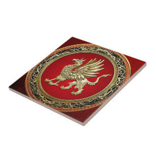 [100] Sacred Gold Griffin Ceramic Tile