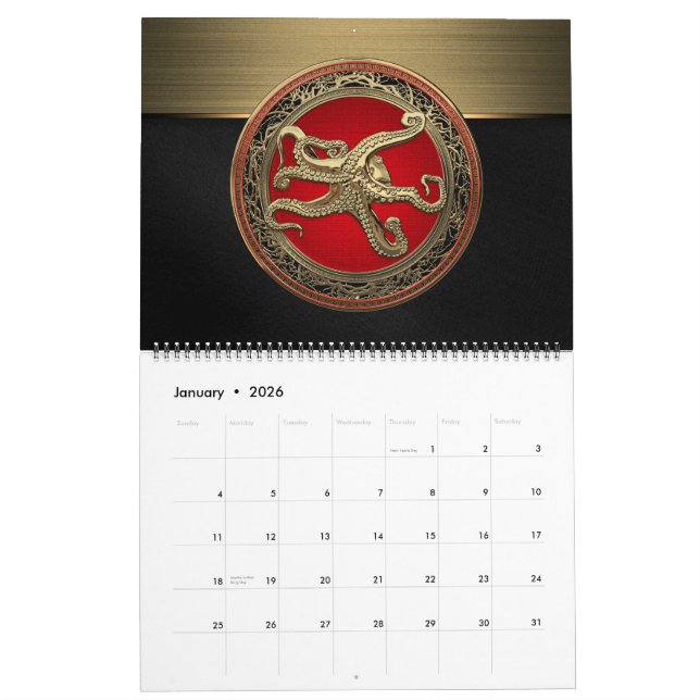 [100] Sacred Gold Octopus in Defensive Posture Calendar (Jan 2026)