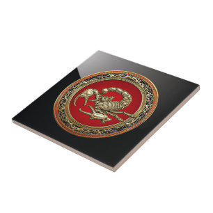 [100] Sacred Golden Scorpion on Red Tile