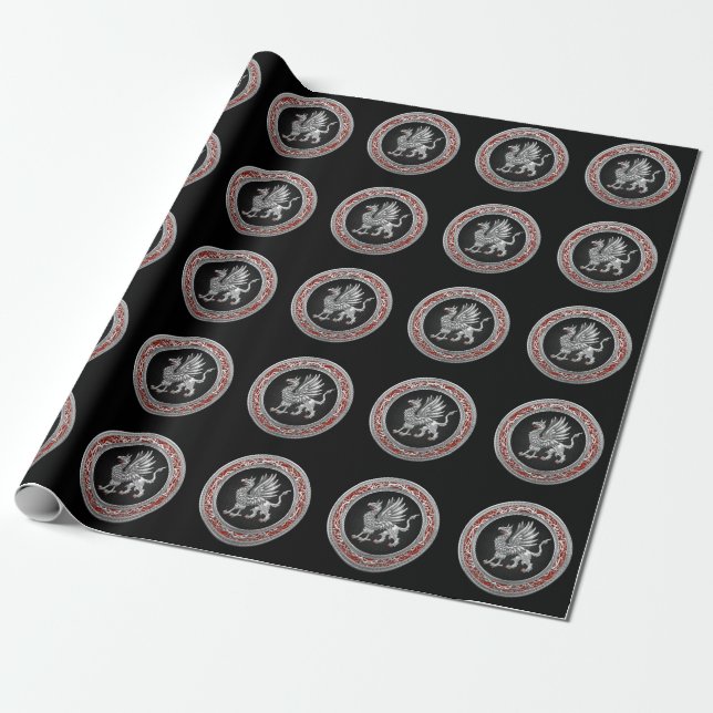 [100] Sacred Silver Griffin Wrapping Paper (Unrolled)
