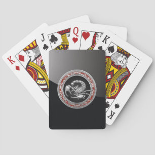 [100] Sacred Silver Scorpion on Black Playing Cards