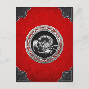 [100] Sacred Silver Scorpion on Black Postcard