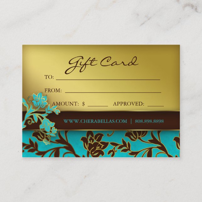 /100 Salon Gift Card Spa Gold Floral BB 232 (Front)
