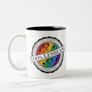 100% Satisfaction Guaranteed Lesbian Pride Rainbow Two-Tone Coffee Mug