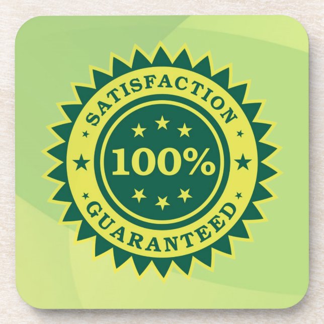 100% Satisfaction Guaranteed Sticker Cork Coaster (Front)