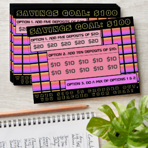 $100 Savings Goal Money Rainbow Space Envelope