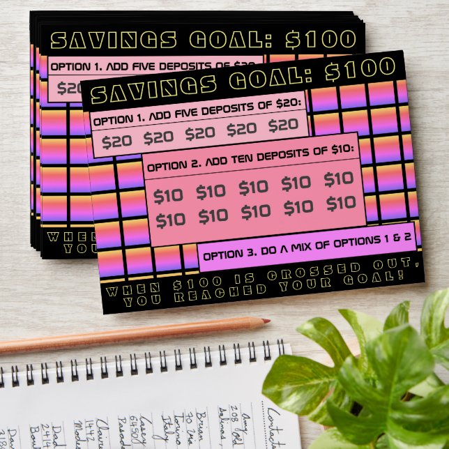 $100 Savings Goal Money Rainbow Space Envelope (Stacked)