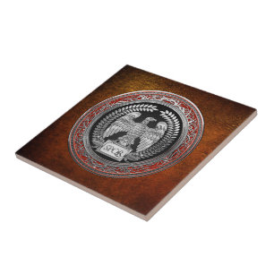 [100] Silver Roman Imperial Eagle Ceramic Tile